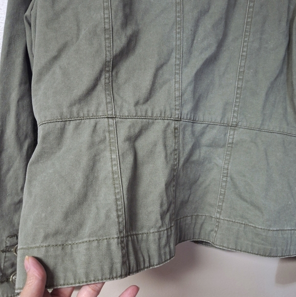 St. John's Bay 4 Pockets Utility Cargo Jacket 100% Cotton Green Medium - Picture 10 of 11